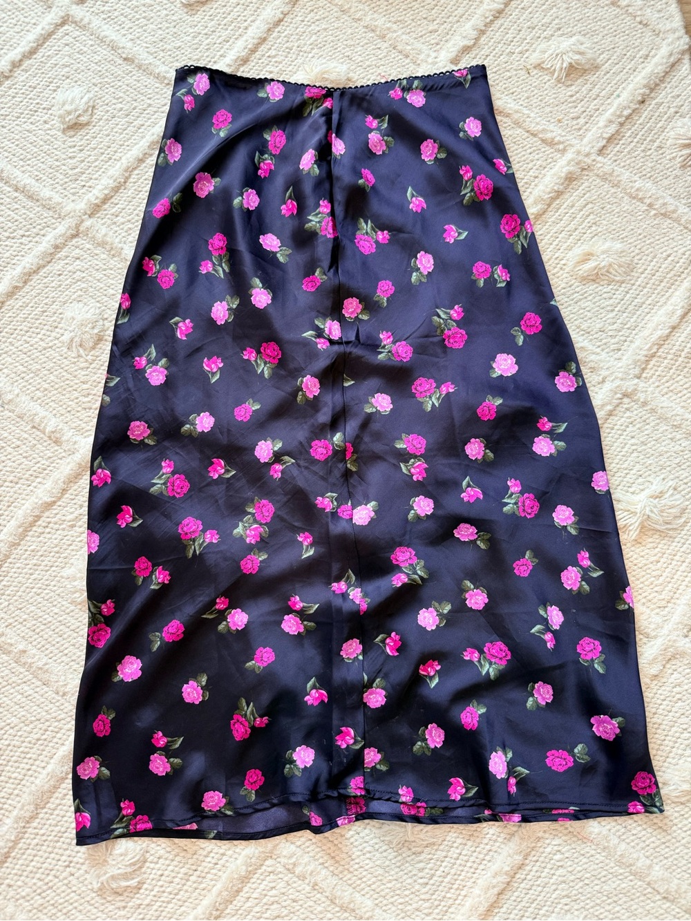Vici Black Swim Sarong with Pink Rose Print
